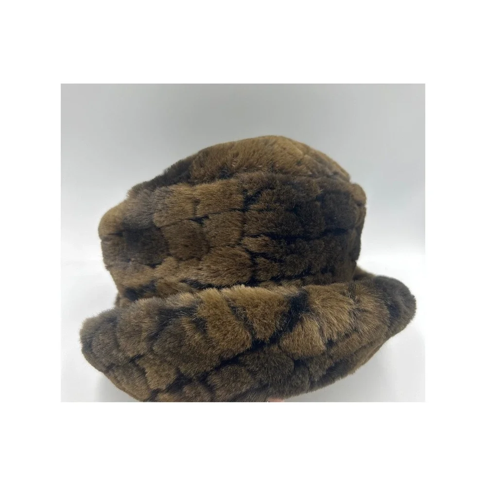 Vintage Preston & York Brown Faux Fur Hat Made in Canada 90s Winter Glam Luxe